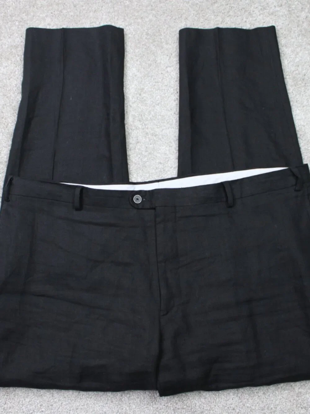Joseph Abboud Heritage Pants Mens 44x32 Black Leomaster 100% Linen Flat Front
